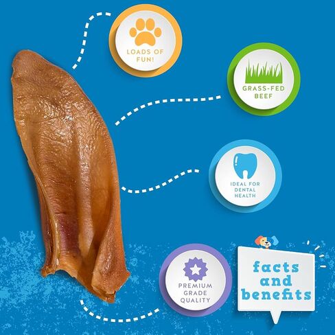 Jack&Pup Natural Half Pig Ears for Dogs Large, Pigs Ears for Dogs - Premium Dog Ear Treat - Dog Chew Treats for Large and Small Breeds (5 Pack) in Kuwait