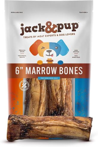 Jack&Pup Marrow Bones for Dogs, Long Lasting Dog Bones for Large Dogs, 6" Marrow Bone, Natural Beef Bone (1 Pack) in Kuwait