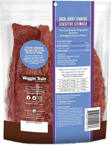 Waggin' Train Duck Jerky Dog Treats for Dogs with Sensitive Stomachs, Made with 100% Real Duck Breasts, Three All-Natural Ingredients, High Protein Dog Treat, Easily Digestible for Dogs, 12 oz. Pouch in Kuwait