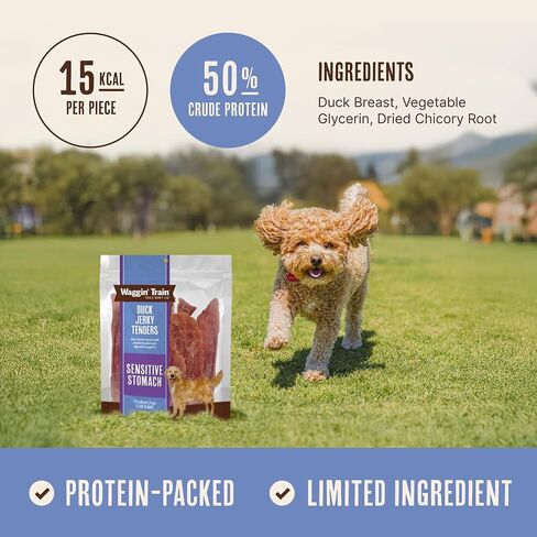 Waggin' Train Duck Jerky Dog Treats for Dogs with Sensitive Stomachs, Made with 100% Real Duck Breasts, Three All-Natural Ingredients, High Protein Dog Treat, Easily Digestible for Dogs, 12 oz. Pouch in Kuwait