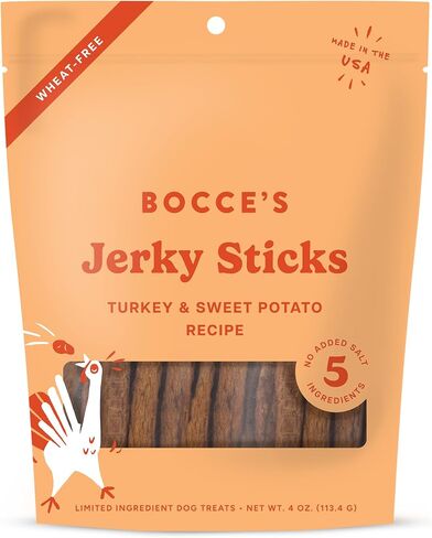 Bocce's Bakery Turkey & Sweet Potato Flavor Jerky Stick Dog Treats, 4 oz in Kuwait