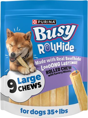 Purina Busy Rollhide Small/Medium Breed Dog Bones, Rawhide, 9 ct Pouch in Saudi Arabia