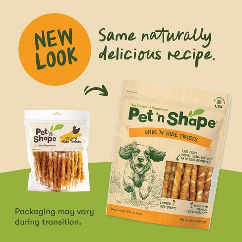 Pet 'n Shape Chik 'n Hide Twists, Chicken Wrapped Rawhide Dog Treats, 16 oz in Kuwait
