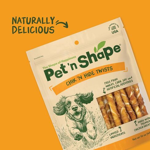 Pet 'n Shape Chik 'n Hide Twists, Chicken Wrapped Rawhide Dog Treats, 16 oz in Kuwait