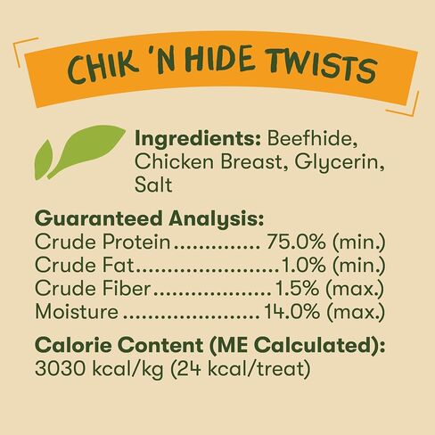 Pet 'n Shape Chik 'n Hide Twists, Chicken Wrapped Rawhide Dog Treats, 16 oz in Kuwait
