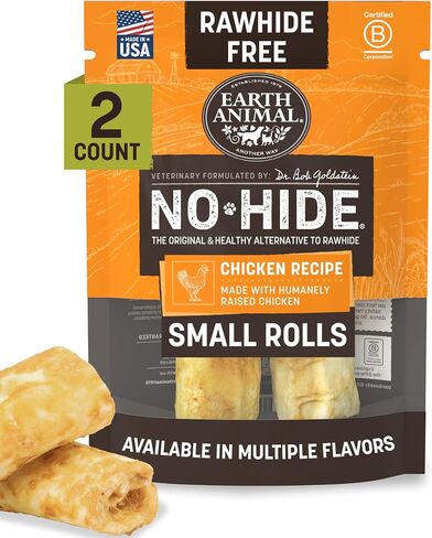 Earth Animal No Hide Dog Chews - Long Lasting Small Rolls, Chicken, 6 Count in Kuwait