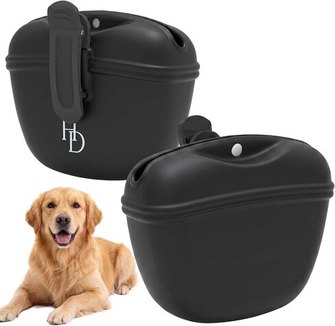 Hampton Distribution Silicone Dog Treat Pouch, Black, BPA Free Pet Treat Pouch for Pet Training with Magnetic Closure, Waist Clip & Portable Design in Saudi Arabia