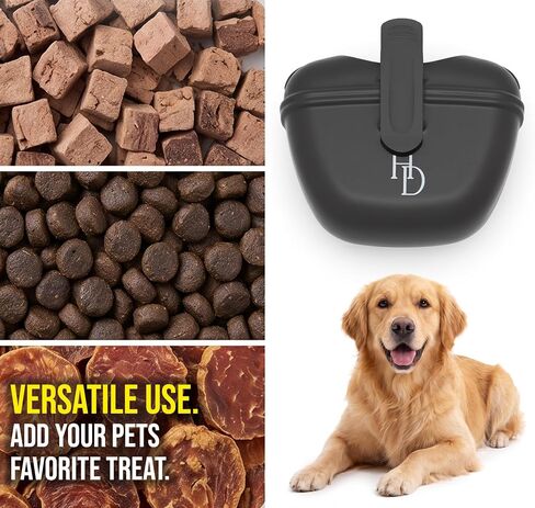 Hampton Distribution Silicone Dog Treat Pouch, Black, BPA Free Pet Treat Pouch for Pet Training with Magnetic Closure, Waist Clip & Portable Design in Saudi Arabia