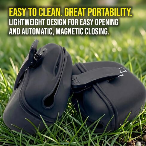 Hampton Distribution Silicone Dog Treat Pouch, Black, BPA Free Pet Treat Pouch for Pet Training with Magnetic Closure, Waist Clip & Portable Design in Saudi Arabia