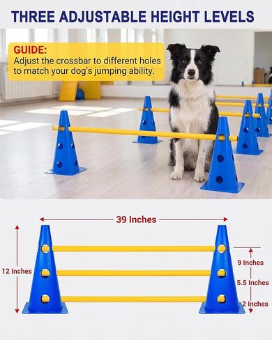 Dog Agility Equipment 12Inch Backyard Obstacle Course Agility Cones Hurdles in Saudi Arabia