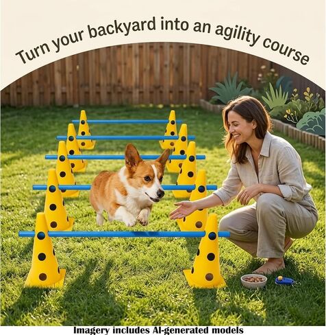 Dog Agility Equipment Set, 6 Adjustable Hurdles with 12 Cones and Poles in Saudi Arabia