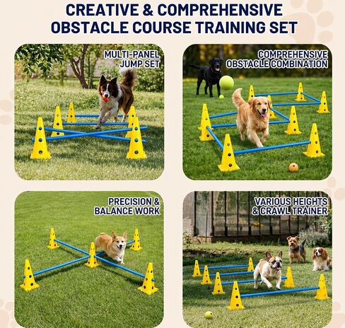 Dog Agility Equipment Set, 6 Adjustable Hurdles with 12 Cones and Poles in Saudi Arabia