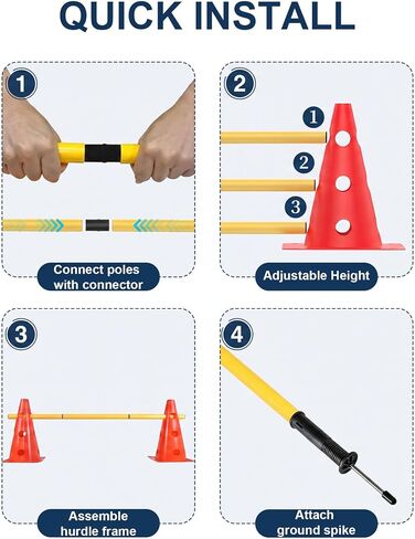 Dog Agility Training Hurdle Cone Set, Adjustable Dog Agility Equipment Obstacle Course Backyard Equipment for Pet Exercise in Kuwait