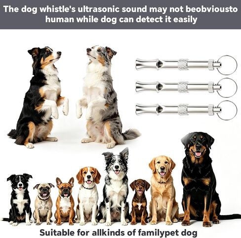 3 Pack Silent Dog Whistles, Adjustable Dog Training Whistle, Silver in Kuwait