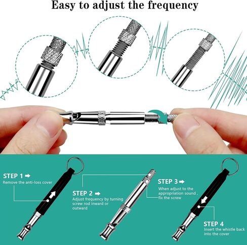 2 Pack Dog Whistle, Dog Whistle to Stop Barking Neighbors Dog, Adjustable Ultrasonic Silent Dog Whistle, Professional Recall Dog Training Whistles, with Lanyard (Black and White) in Saudi Arabia