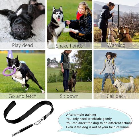 2 Pack Dog Whistle, Dog Whistle to Stop Barking Neighbors Dog, Adjustable Ultrasonic Silent Dog Whistle, Professional Recall Dog Training Whistles, with Lanyard (Black and White) in Saudi Arabia