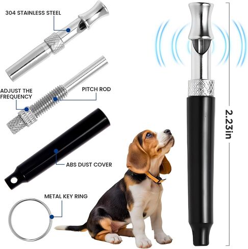 2 Pack Dog Whistle - Dog Whistle to Stop Barking Neighbor's Dog & Long Range Recall, Adjustable Ultrasonic Silent Dog Whistle with Lanyard for Training Recall, Professional Obedience (Black & White) in Kuwait