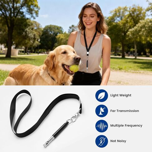 2 Pack Dog Whistle - Dog Whistle to Stop Barking Neighbor's Dog & Long Range Recall, Adjustable Ultrasonic Silent Dog Whistle with Lanyard for Training Recall, Professional Obedience (Black & White) in Kuwait