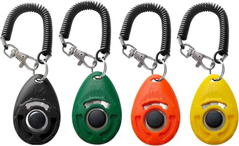 Pet Training Clicker with Wrist Strap - Dog Training Clickers for Puppy, Cat, Potty, Bird, Horse, Pet, Trainer Training Tools, Behavior Aids (Black +Deep Green + Tangerine + Yellow) in Kuwait