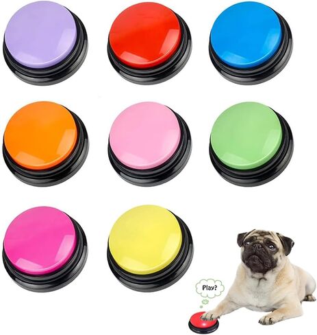 FINEST+ Voice Recording Button for Communication Pet Training Buzzer,30 Second Record&Playback Dog Toy,Voice Recording Clicker for Cat,Puppy,Pet Trainin,Funny Gift for Study Office Home 8Pcs in Kuwait