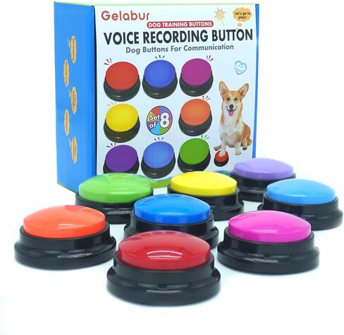 Gelabur Set of 8 Dog Buttons for Communication, Voice Recordable Buttons for Classroom, Dog Training Talking Buttons Starter Set, Pet Easy Speaking Buttons Tools in Kuwait