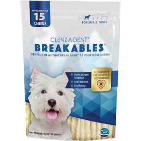 Ceva Clenz-A-Dent Breakables Rawhide Dental Chews for Dogs Small (11-25lbs), Dog Dental Chews with Enzymes, Removes Plaque and Tartar, Poultry Flavor, 15 ct in Saudi Arabia
