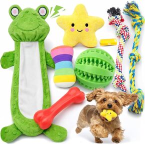 LOYEE 8 Pack Puppy Toys for Small Dogs, Luxury Dog Chew Toys with Squeaky Plush Toys, Rope Toys and Ball, Teething Toys for Puppy Supplies in Saudi Arabia