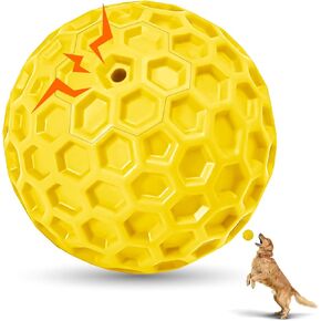 2 Pack Indestructible Squeaky Dog Balls for Aggressive Chewers, Interactive Dog Toys for Teething, Relieving Anxiety. Chew Toy for Large, Medium Breeds, Outdoor Rubber Balls. in Kuwait