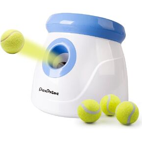 Pet Prime Automatic Dog Ball Thrower Launcher for Small and Medium Dogs, Interative Dog Fetch Machine with 3 Tennis Balls (2'') for Indoor/Outdoor Throwing Game Launch Distance 10-30ft in Kuwait