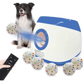 SOCO Automatic Ball Launcher for Dogs Large- 3 Distance Settings (40/60/80FT) w/Remote Control | 2.5" ETPU Tennis Balls | Indoor/Outdoor Dog Toy | 6 Balls & Quick Charge Included in Saudi Arabia