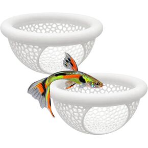 Joyeee 2Pcs Floating Betta Hammock & Shrimp Shelter, Beta Hide Cave and Resting Spot, Fish Feeding Rings, Safe Aquarium Decor(White, 10 * 5.6cm) in Saudi Arabia