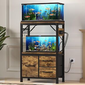 Heybly 20-29 Gal Fish Tank Stand with Drawer, Power Outlet,330lbs HAS001BK in Saudi Arabia