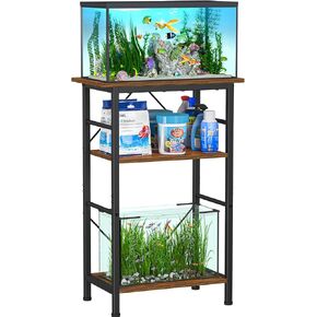 Snughome 10-20 Gallon Fish Tank Stand, Aquarium Stand 2-Tier Storage Shelves, Heavy Duty Terrarium Stand for Home Office Fish Tank Shelf, 24" L x 11.81" W x 30.71" H, Rustic Brown in Saudi Arabia