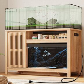 INNOD 55-75 Gallon Fish Tank Stand with Power Outlet, Aquarium Stand with Cabinet, Heavy Duty Reptile Tank Stand Table for Fish Accessories Storage for Reptile Tank, Turtle, Reptil Terrarium in Kuwait