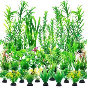 CousDUoBe 12pcs Fish Tank Accessories Aquarium Decorations Green Plants, Green Fish Tanks Decoration Plants, Fish Tank Decor, Aquarium Decor Plastic Plants in Kuwait