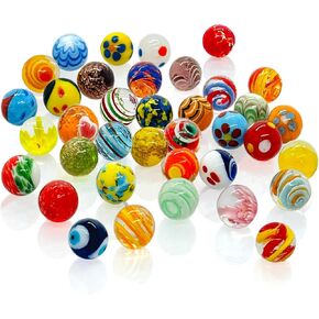 Taken All 16mm 38 Pcs Glass Marbles Bulk,0.6" Handmade Colorful Assorted Marbles for Kids Marble Run Games DIY Crafts Home Decor Vase Fillers Aquarium Landscaping Party Favors for Kids Aged 6+ in Saudi Arabia