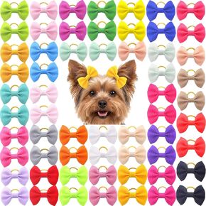 Puppy Hair Bows Small Dog Mini Rubber Bands Doggie Bowknot Pet Grooming Accessories 60pcs (30 Pairs) - Puppy Bows for Small Dogs Girl in Kuwait