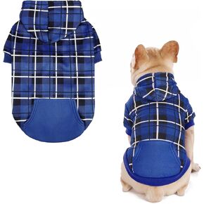 EXPAWLORER Plaid Dog Hoodie - British Style Warm Dog Sweater Shirt with Leash Hole,Pitbull Clothes Outfits,Winter Coat Apparel for All Breeds Puppy Girl Boy-Cat Apparel,Beige Medium in Saudi Arabia