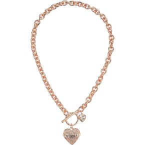 GUESS Women's Toggle Logo Charm Necklace, Rose Gold, One Size in Saudi Arabia