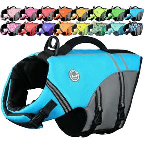 VIVAGLORY Dog Life Vest Sports Style Dog Swim Vest, M, Blue in Saudi Arabia