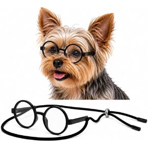 G015 Dog Cat Pet Costume Glasses Goggles for Small Breeds up to 15lbs (Round Black-Clear Lens) in Saudi Arabia
