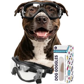 Small Dog Goggles for Small to Medium Breeds, Anti-UV Waterproof Windproof Dog Sunglasses with Adjustable Straps, Anti-Fog Ventilated Stylish Pet Eyewear for Outdoor Adventures, Clear M in Saudi Arabia