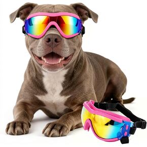 Dog Goggles for Large Breeds, UV Protection Dog Sunglasses with Adjustable Straps, Windproof Pet Eyewear for Medium to Large Pets, Soft Frame, Breathable, Clear L in Kuwait