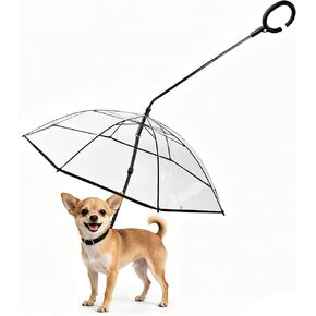 ENJOYING Dog Umbrella for Small Dogs, Clear Dog Umbrella with Adjustable Leash, Waterproof Doggy Rain Umbrella for Walking, Outdoor Pet Rain Gear, Self-Assembly in Kuwait