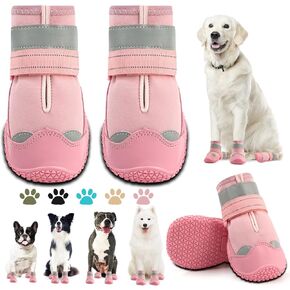 Dog Boots for Large Dogs, Medium Dog Boots & Paw Protectors for Hardwood Floors, Outdoor Dog Booties for Hot Pavement Winter Snow Hiking, Dog Shoes with Reflective Strips in Kuwait