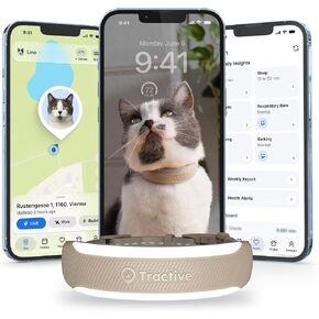 Tractive Smart Cat GPS Tracker Collar | Real-Time Location & Wellness Monitoring for Cats | Territory & Location History | Health Alerts & Vitals Monitoring | Breakaway Collar (Brown) (Black) in Kuwait