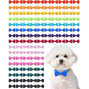 120 Pcs Solid Color Dog Bow Ties with Adjustable Collar in Kuwait