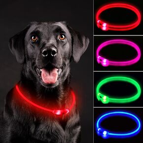 NOVKIN LED Dog Collar, Cut-to-Fit Light Up Dog Collar for Night Walking, IP67 Waterproof USB Rechargeable Glowing Pet Collar, High Visibility Super Bright Safety Lights for S/M/L Dogs(Blue) in Saudi Arabia