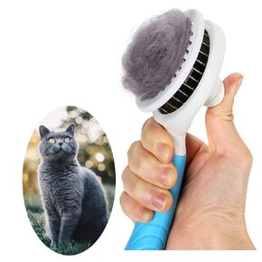 Self Cleaning Slicker Brush - Cat Brush Skin-Friendly Deshedding Grooming Massaging Tool for Long & Short Haired Pets, Cat Hair Brushes Easy Removes Undercoat for Dogs Cats Rabbits - UPGRADED, Blue in Saudi Arabia