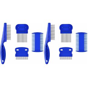 4 Pack Flea Lice Comb, Stainless Steel Dog Cat Grooming Combs with Rounded Teeth, Double Sided Professional Pet Tear Stain Remover, Dematting Tool for Small, Medium & Large Pets in Kuwait